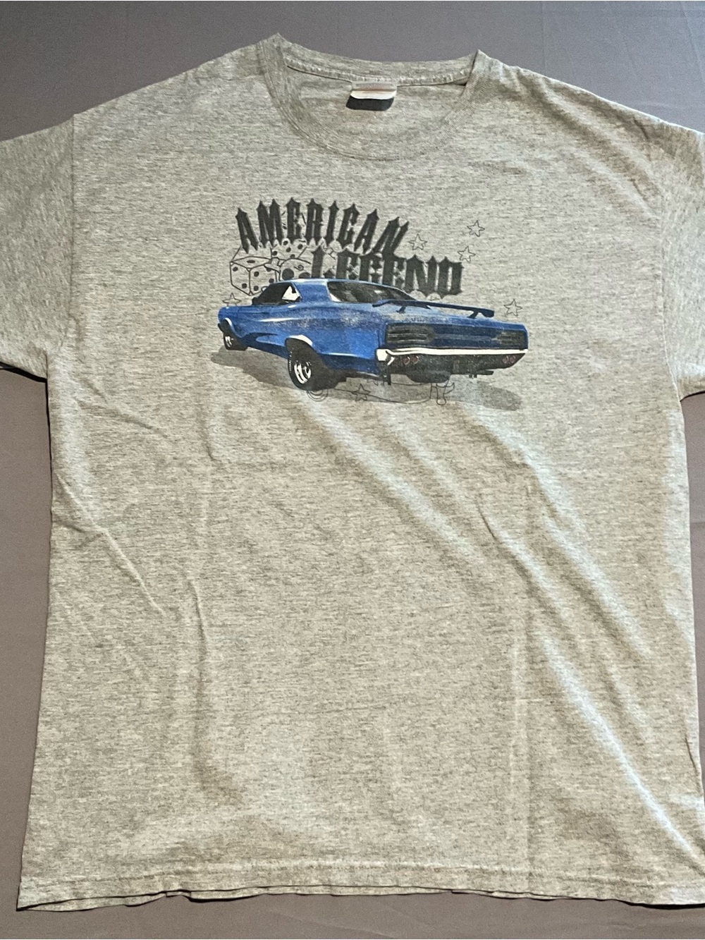 Mens Classic Car “American Legend” Graphic T Shirt Sz Large Gray